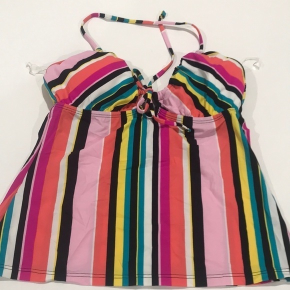 Kenneth Cole reaction swim top vertical stripes size small NWT Tankini - Picture 2 of 4